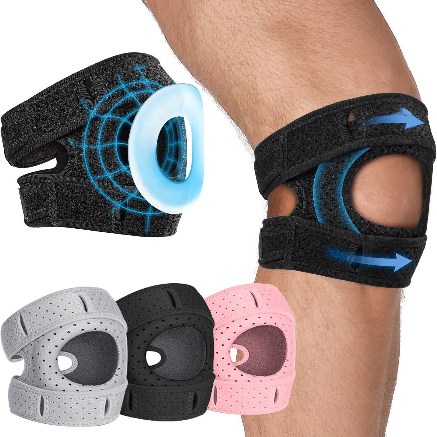 Adjustable Sports Knee Support with Silicone Protection