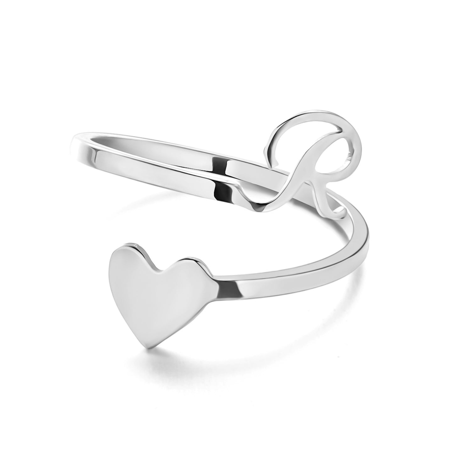 Adjustable Stainless Steel Letter Ring