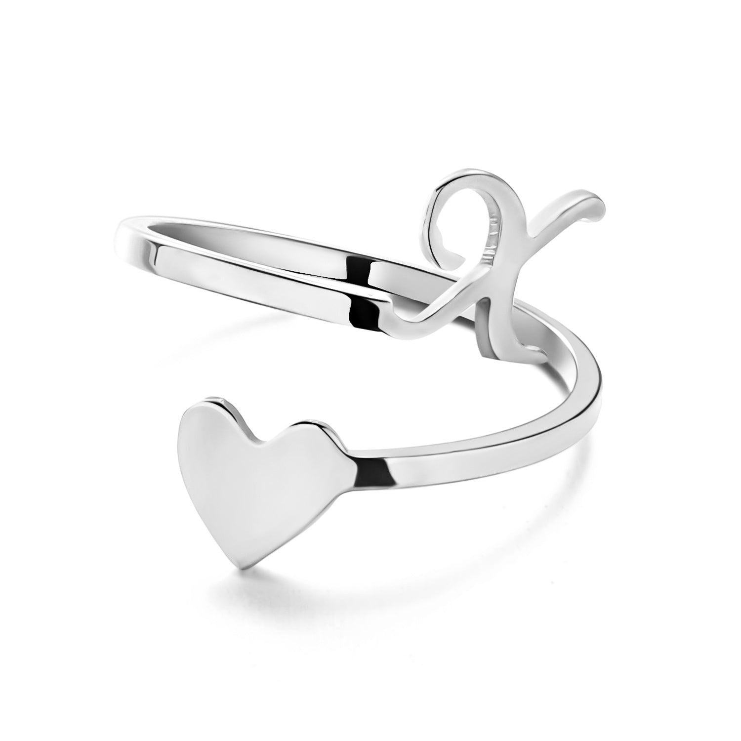 Adjustable Stainless Steel Letter Ring
