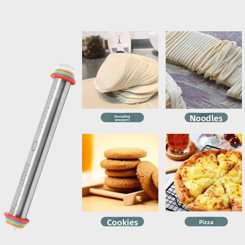 Adjustable stainless steel rolling pin