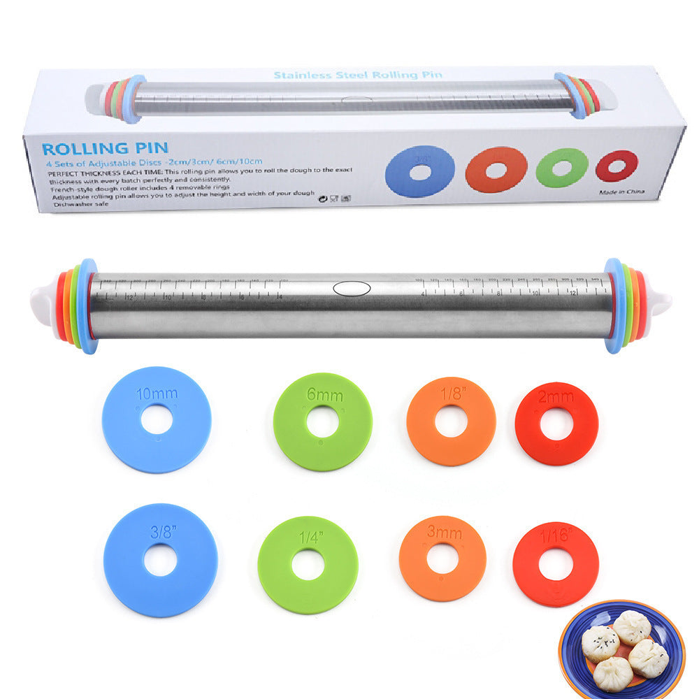 Adjustable stainless steel rolling pin
