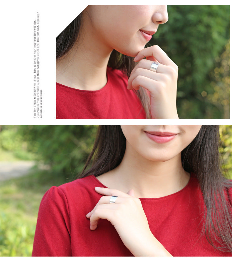 Adjustable Sterling Silver Open Ring Glossy Minimalist Jewelry