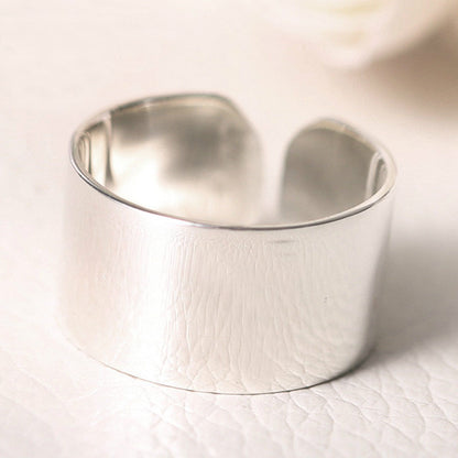 Adjustable Sterling Silver Open Ring Glossy Minimalist Jewelry
