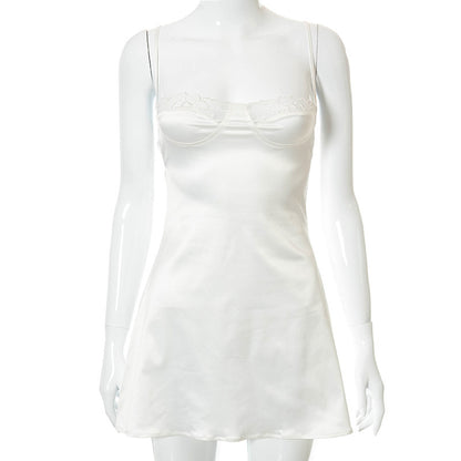 Adjustable Strap Backless Lace Dress