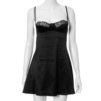 Adjustable Strap Backless Lace Dress