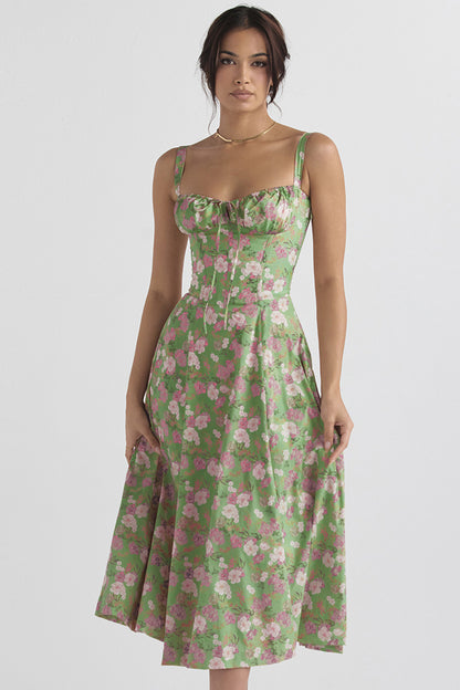 Adjustable Strap Ramie Long Dress