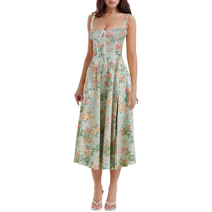 Adjustable Strap Ramie Long Dress