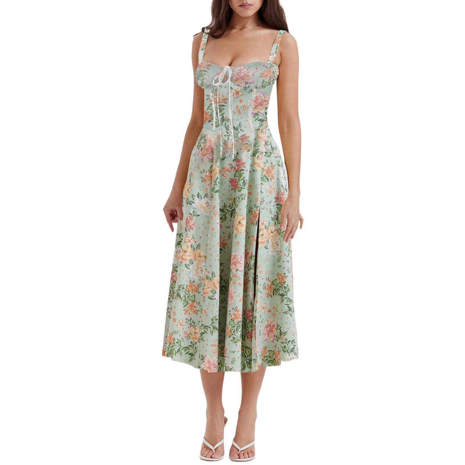 Adjustable Strap Ramie Long Dress