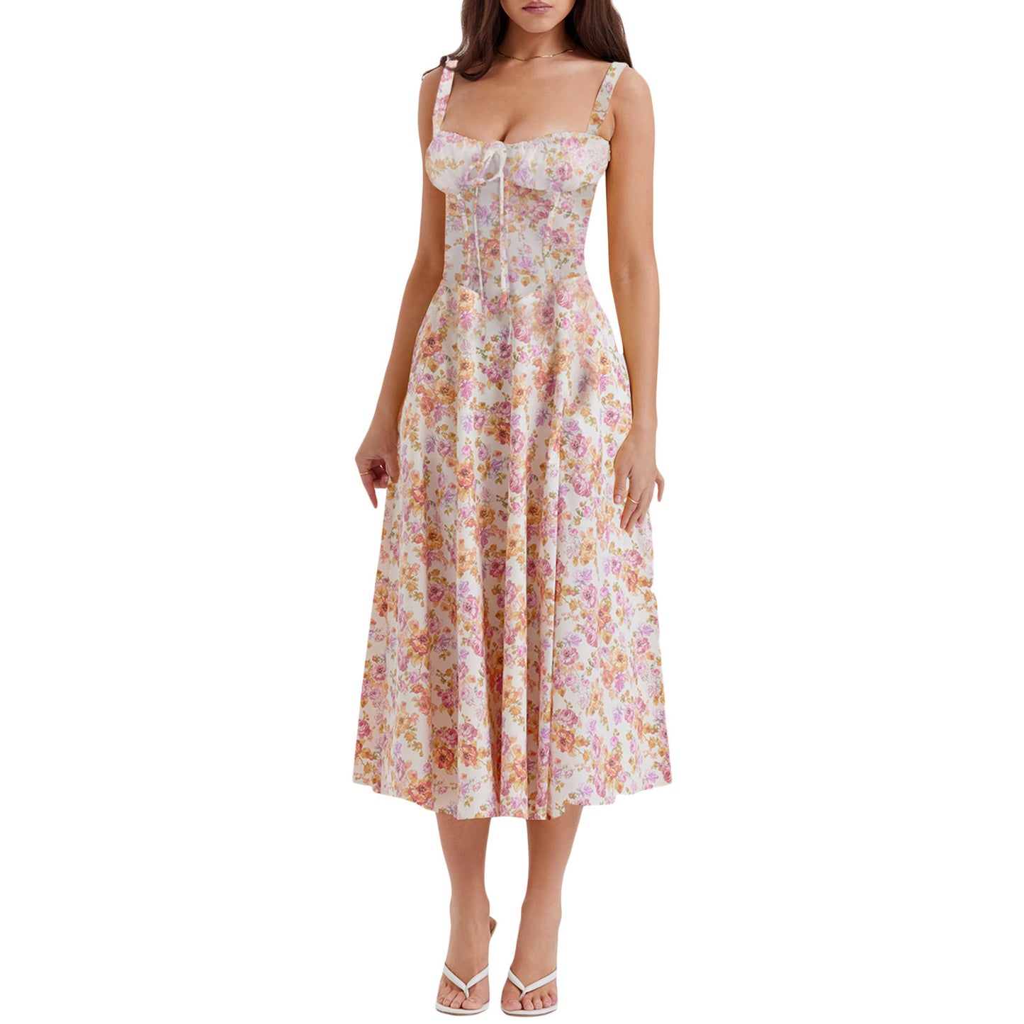 Adjustable Strap Ramie Long Dress