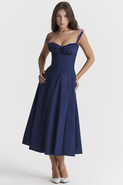 Adjustable Strap Ramie Long Dress