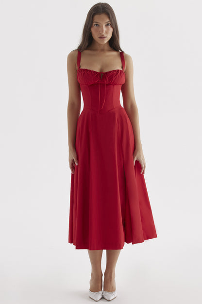 Adjustable Strap Ramie Long Dress