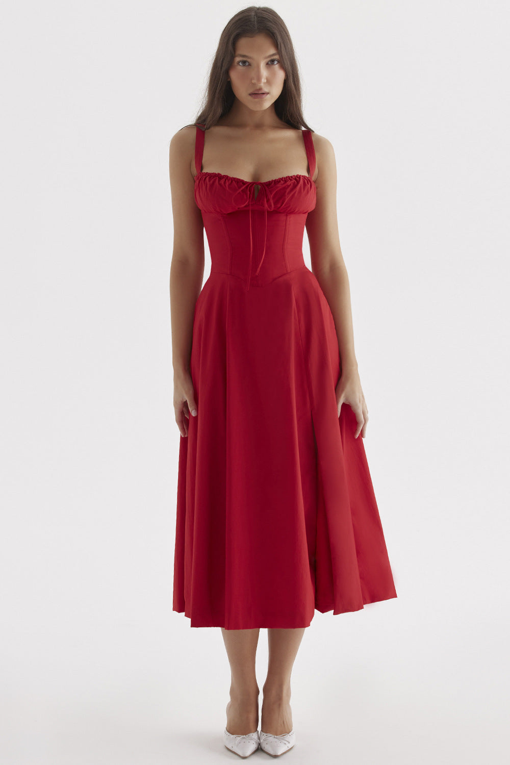 Adjustable Strap Ramie Long Dress