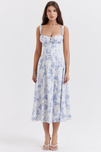 Adjustable Strap Ramie Long Dress