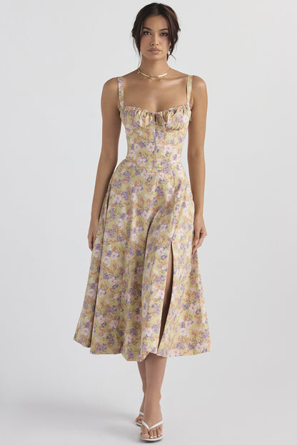 Adjustable Strap Ramie Long Dress