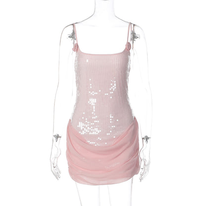 Adjustable Strap Sequined Bodycon Dress
