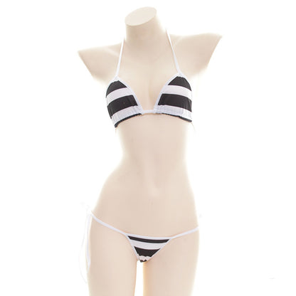 Adjustable Strappy Striped Bikini Set
