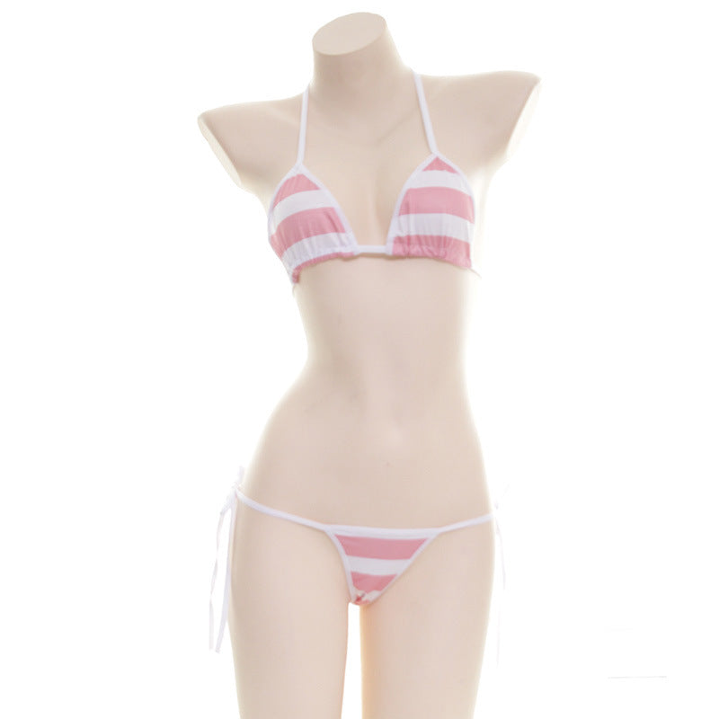 Adjustable Strappy Striped Bikini Set
