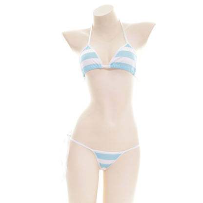 Adjustable Strappy Striped Bikini Set