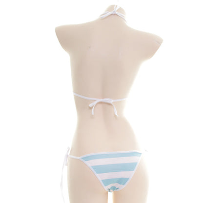 Adjustable Strappy Striped Bikini Set