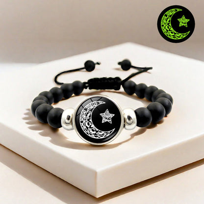 Adjustable Sun Moon Gemstone Beaded Bracelet