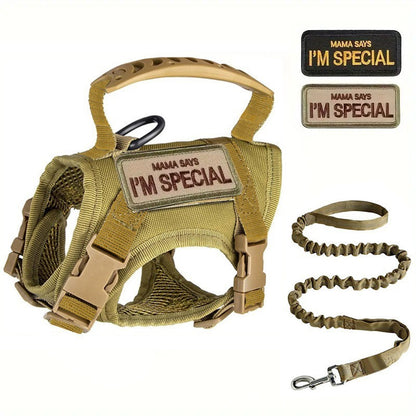 Adjustable Tactical Pet Harness with Leash
