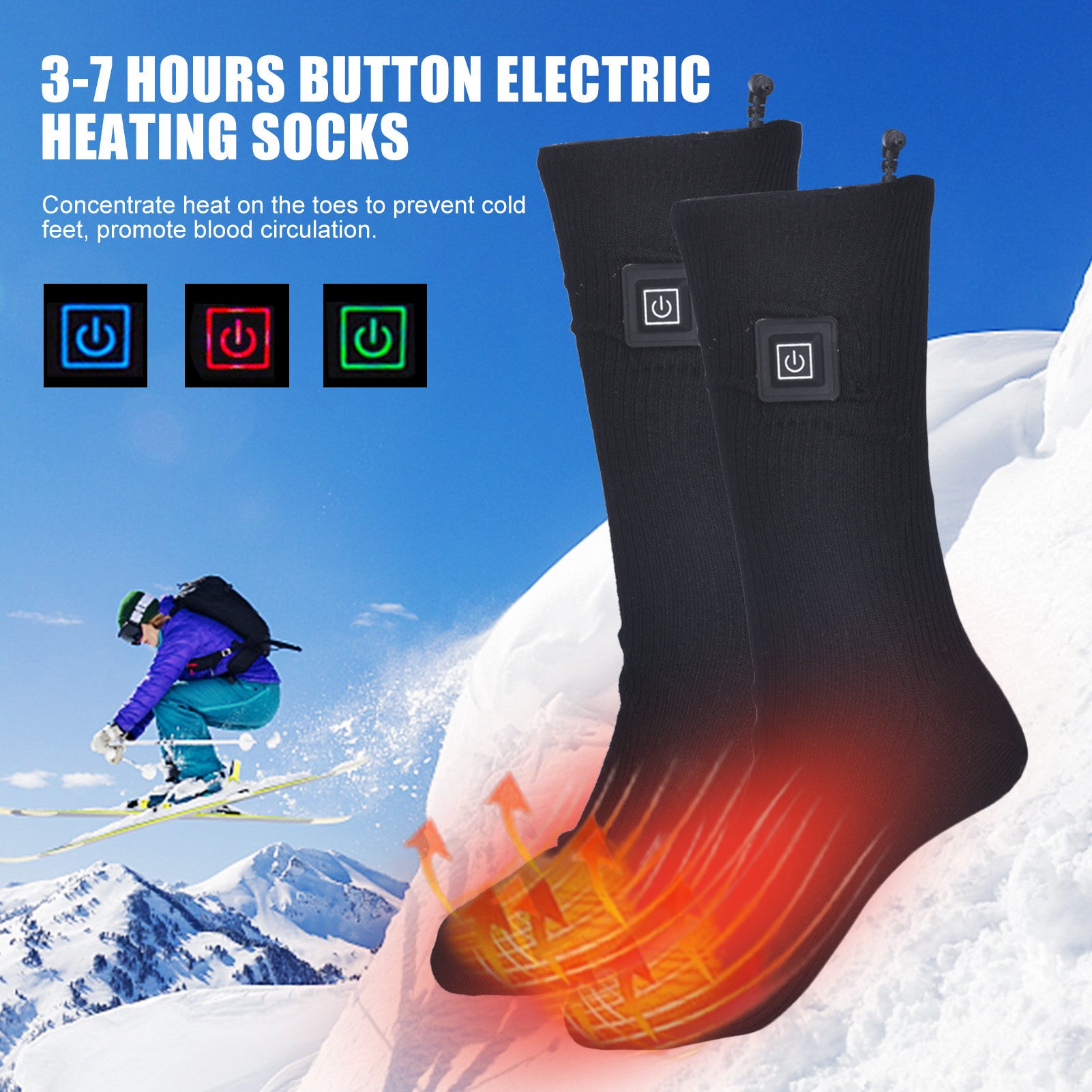 Adjustable Temperature Electric Heating Socks