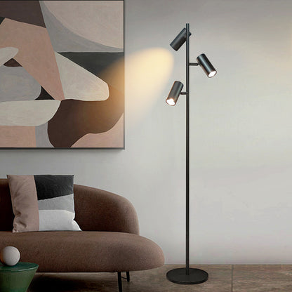 Adjustable Three-Head Floor Lamp with Three-Color Lighting