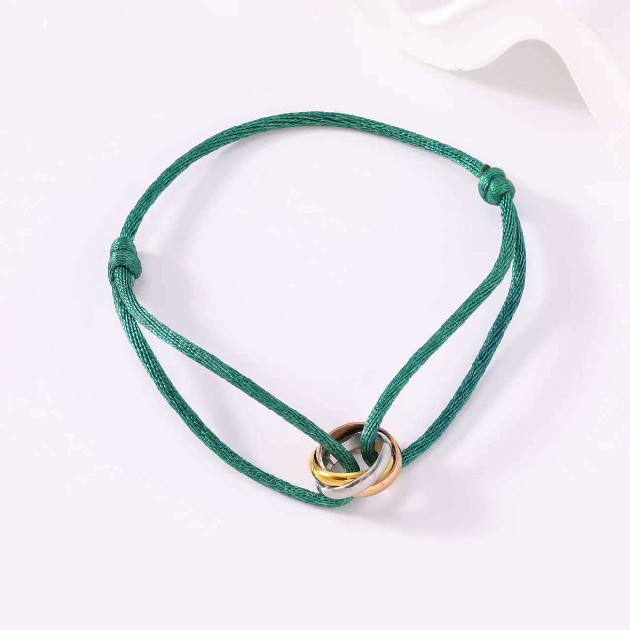 Adjustable Three-Ring Braided Cord Bracelet