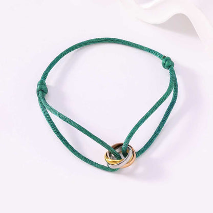 Adjustable Three-Ring Braided Cord Bracelet