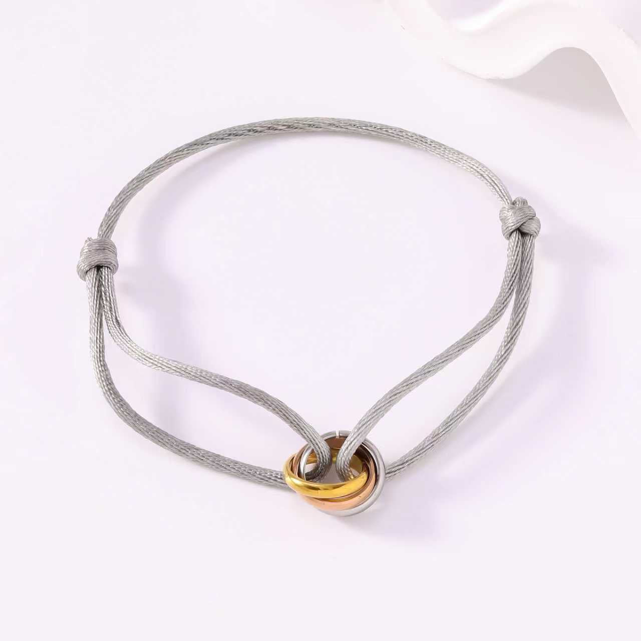 Adjustable Three-Ring Braided Cord Bracelet