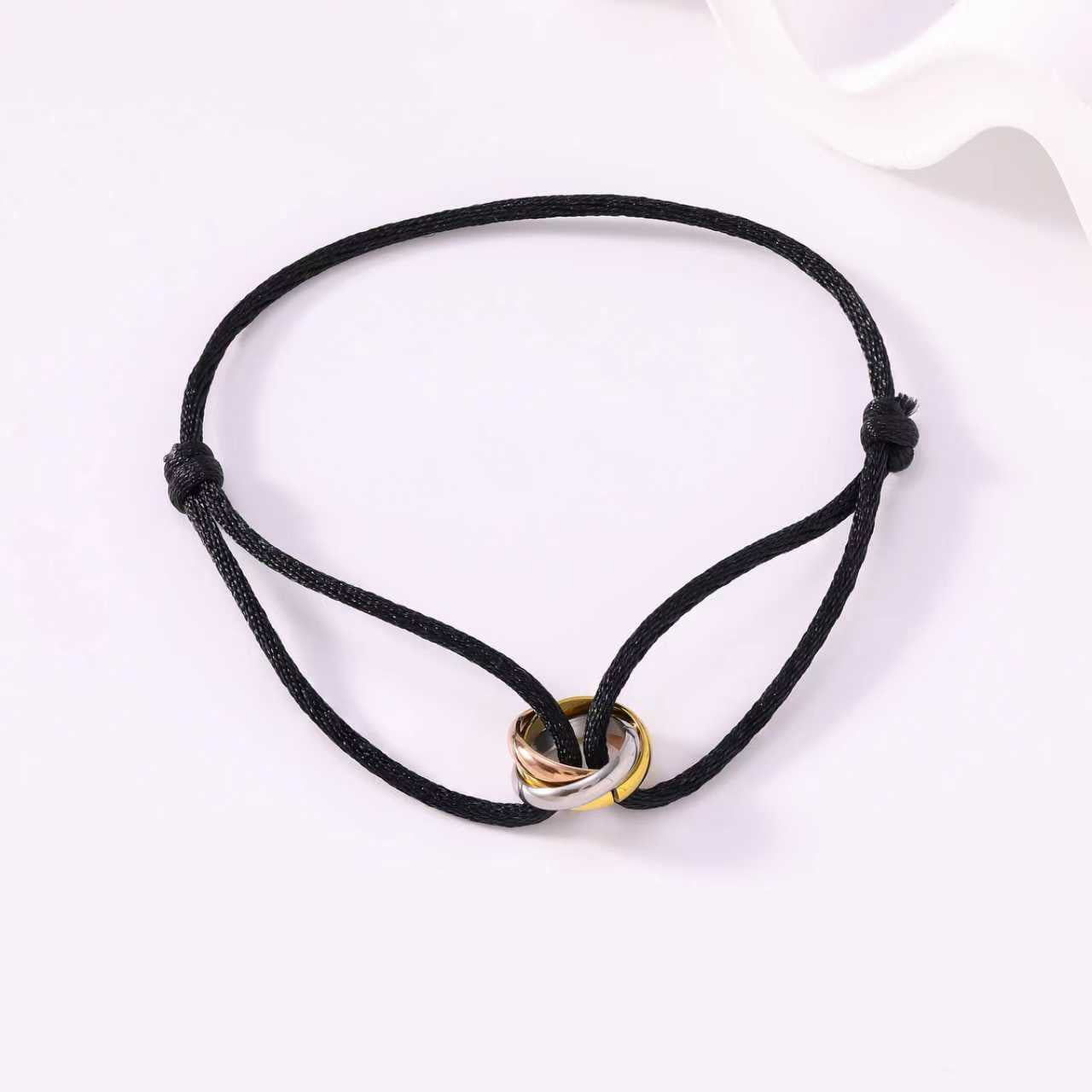 Adjustable Three-Ring Braided Cord Bracelet