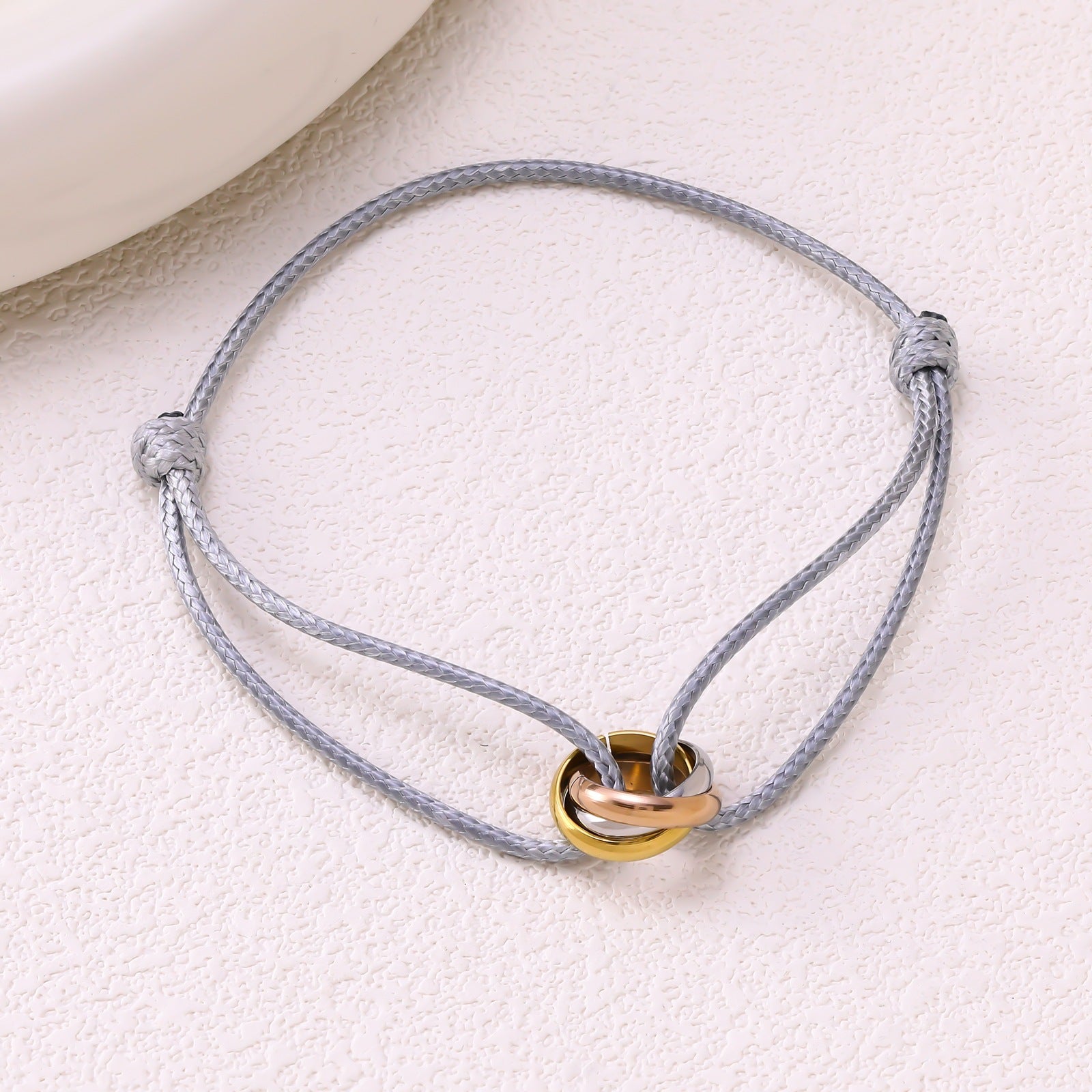 Adjustable Three Ring Woven Bracelet
