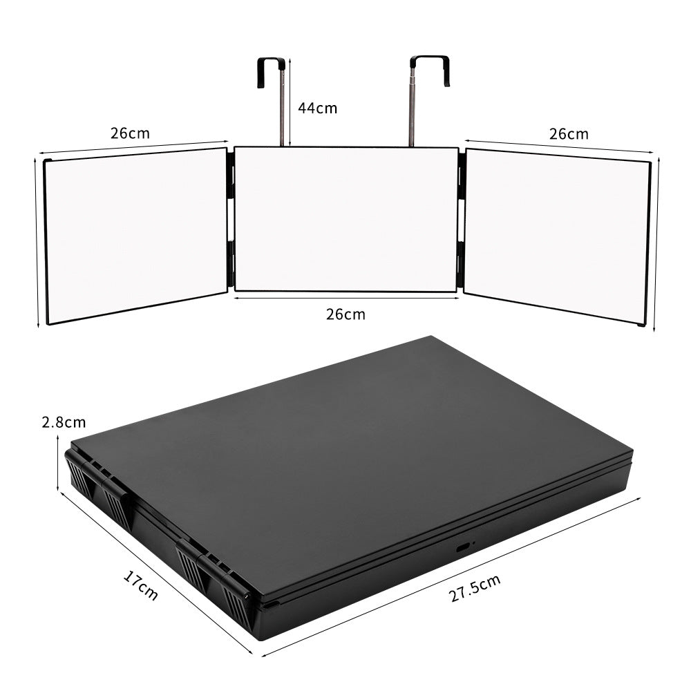 Adjustable Three-Sided LED Travel Makeup Mirror