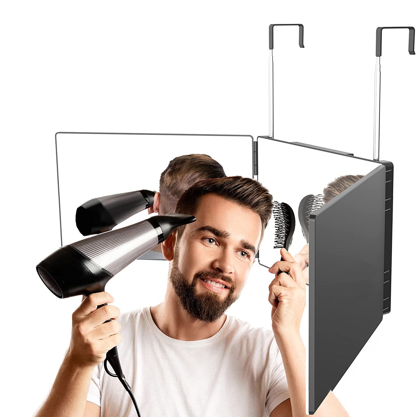 Adjustable Three-Sided LED Travel Makeup Mirror