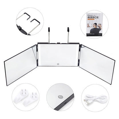 Adjustable Three-Way LED Makeup Mirror with Hanging Hook