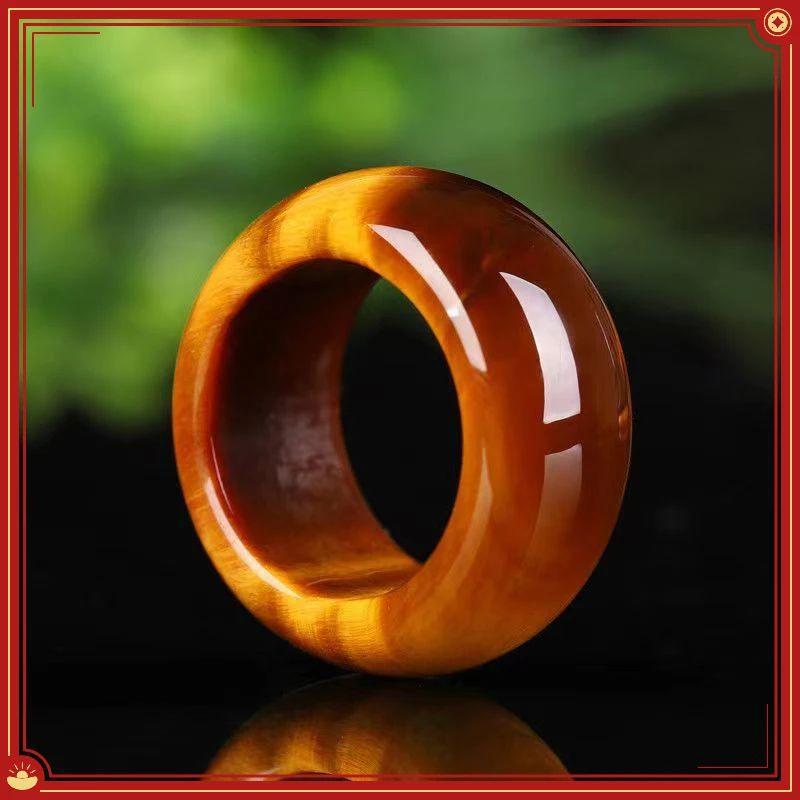 Adjustable Tiger Eye Jade Ring with Tassel