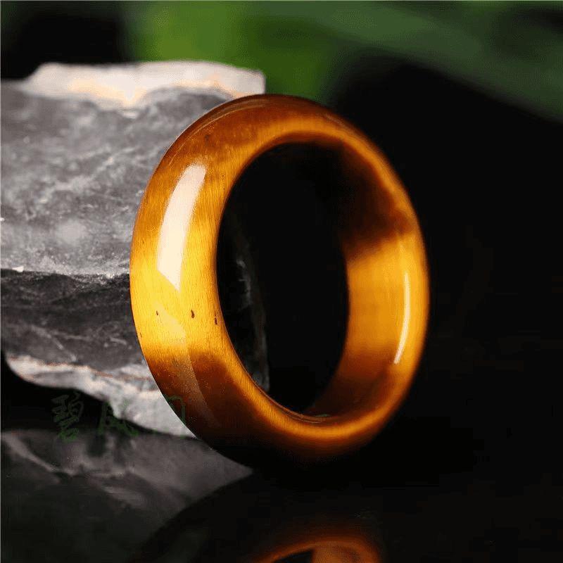 Adjustable Tiger Eye Jade Ring with Tassel