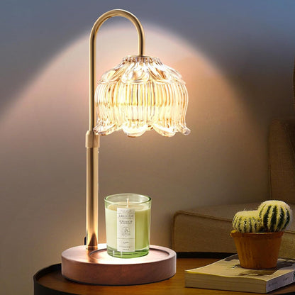 Adjustable Timer Aromatherapy Wax Melt Lamp with Decorative Glass Shade