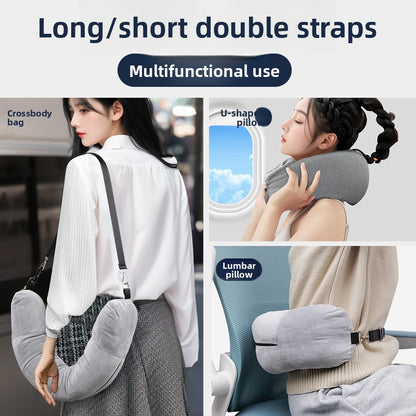 Adjustable U-Shaped Travel Pillow with Storage