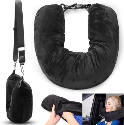 Adjustable U-Shaped Travel Pillow with Storage