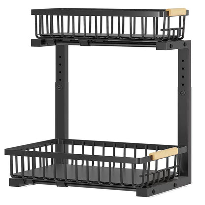 Adjustable Under-Sink Storage Rack, Pull-Out Basket for Household Countertop Seasoning Storage