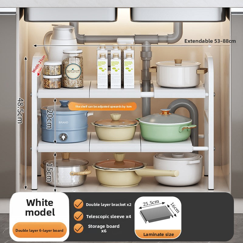 Adjustable Under Sink Storage Rack with Mesh Baskets