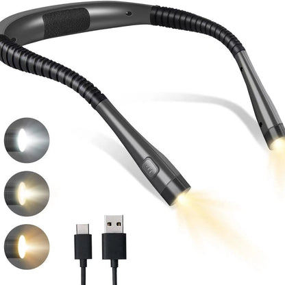 Adjustable USB Reading Light with Flexible Neck and Three Colors