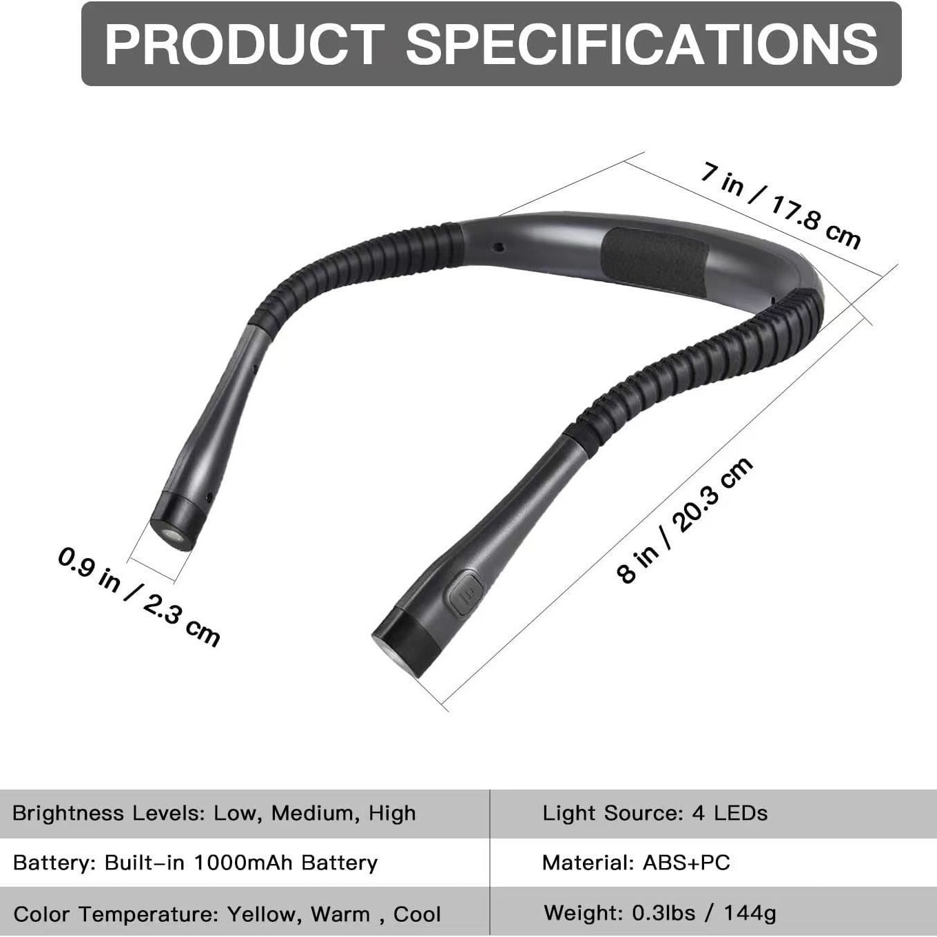 Adjustable USB Rechargeable LED Neck Lamp