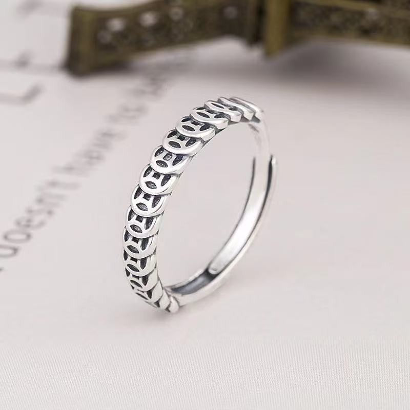 Adjustable Vintage Coin Ring in Sterling Silver