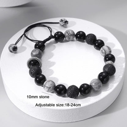 Adjustable Volcanic Stone Beaded Bracelet