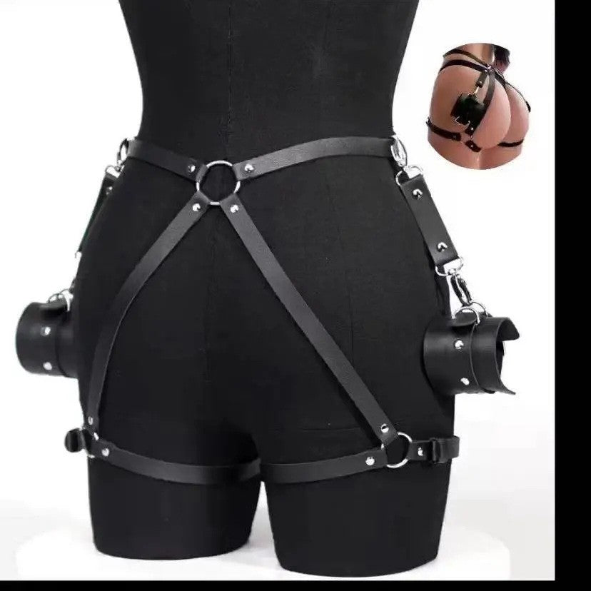 Adjustable Waist Chain with Handcuffs and Leg Rings
