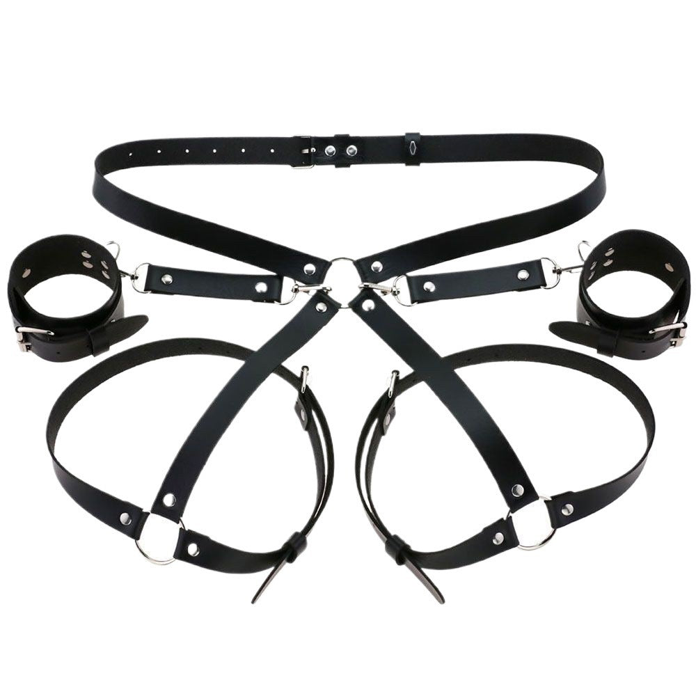 Adjustable Waist Chain with Handcuffs and Leg Rings