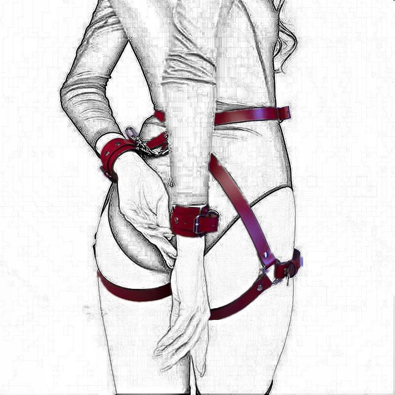 Adjustable Waist Chain with Handcuffs and Leg Rings