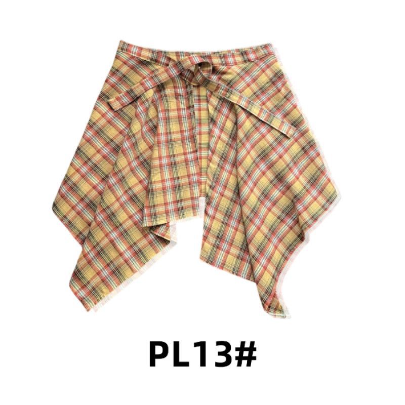 Adjustable Waist Tie Plaid Skirt